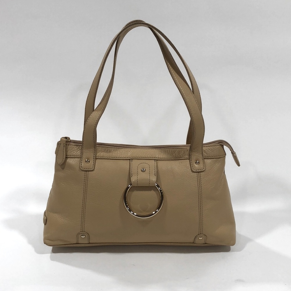 Jones New York camel colored leather handbag EUC